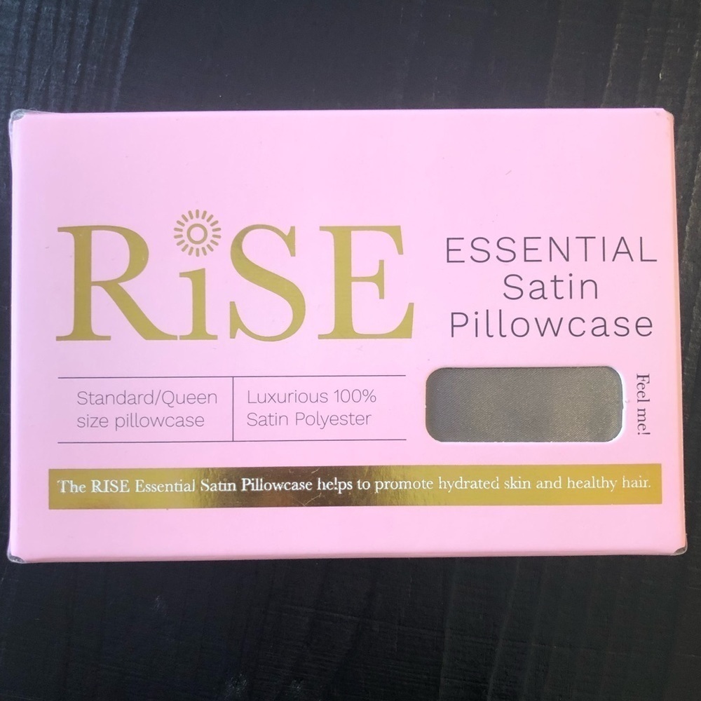 RISE Essential Satin Pillowcase Standard/Queen 20”x30” Charcoal Grey NEW in Box